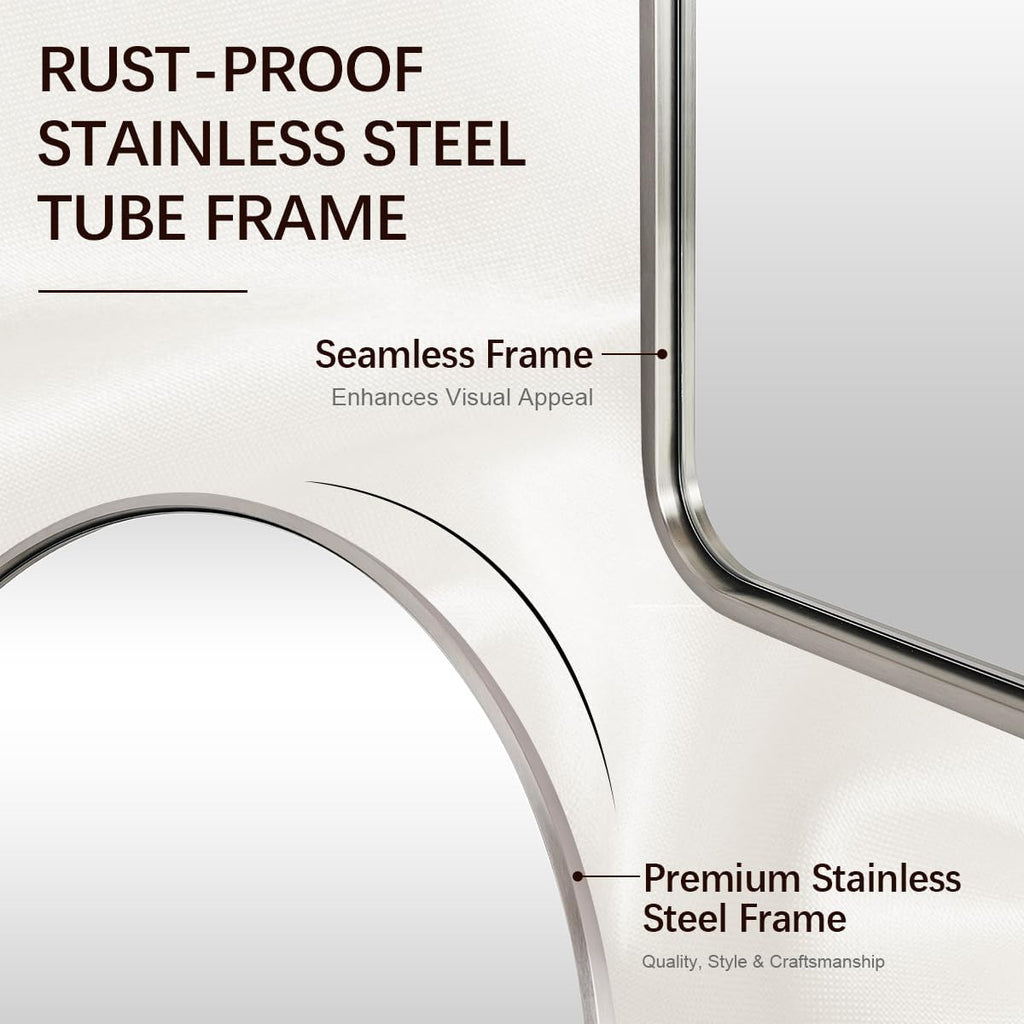 ANDY STAR Arched Wall Mirror, 24x30'' Brushed Nickel Bathroom Mirror, Arch Bathroom Mirror SUS304 Stainless Steel Frame 1'' Deep Set Wall Mounted Vertical for Bathroom Remodel,Over Sinks, Home Decor