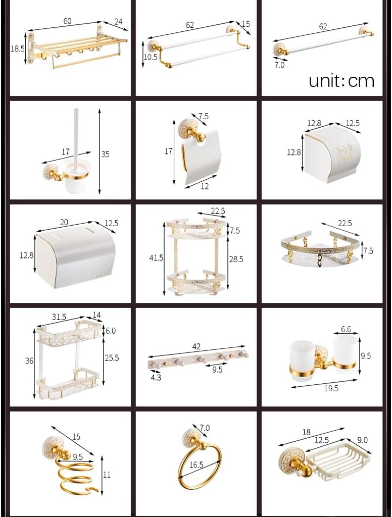 Towel Rack Platinum European Towel Rack Bar Rail, Space Aluminum Gold Towel Shelf, Tissue Paper Holder, Bathroom Accessories Set Bathroom Hardware/Double Rod The New