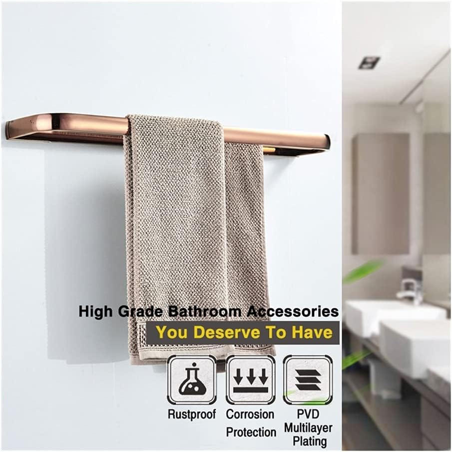 LSLYTQ Towel Rail Rack Rose Gold Towel Rail, Antiuqe Bronze Brass Wall Mounted Bathroom Double Bathtowel Bar Storage Towel Holder Rack Shelf White, 57cm for Bathroom Kitchen