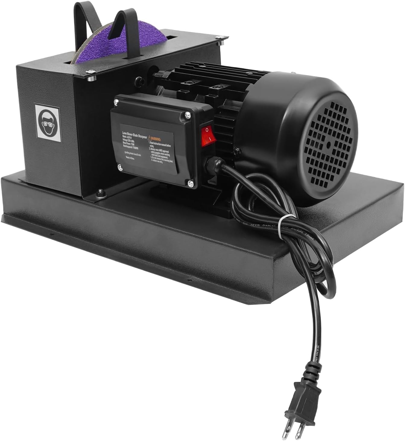 Lawn Mower Blade Sharpener, 1HP 750W Lawnmower Blade Grinder with 9-inch Grinding Wheel, 1700 RPM Powerful Bench Mower Sharpening Machine for High/Low Lift, Gator & Flat Blades
