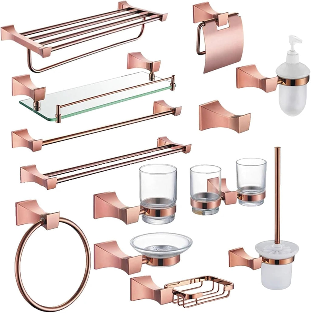 Square Paper Holder Robe Hook Towel Bar Ring Glass Rack Soap Holder Toilet Holder Tumbler Rose Gold Bathroom Accessories(Soap Dispenser)