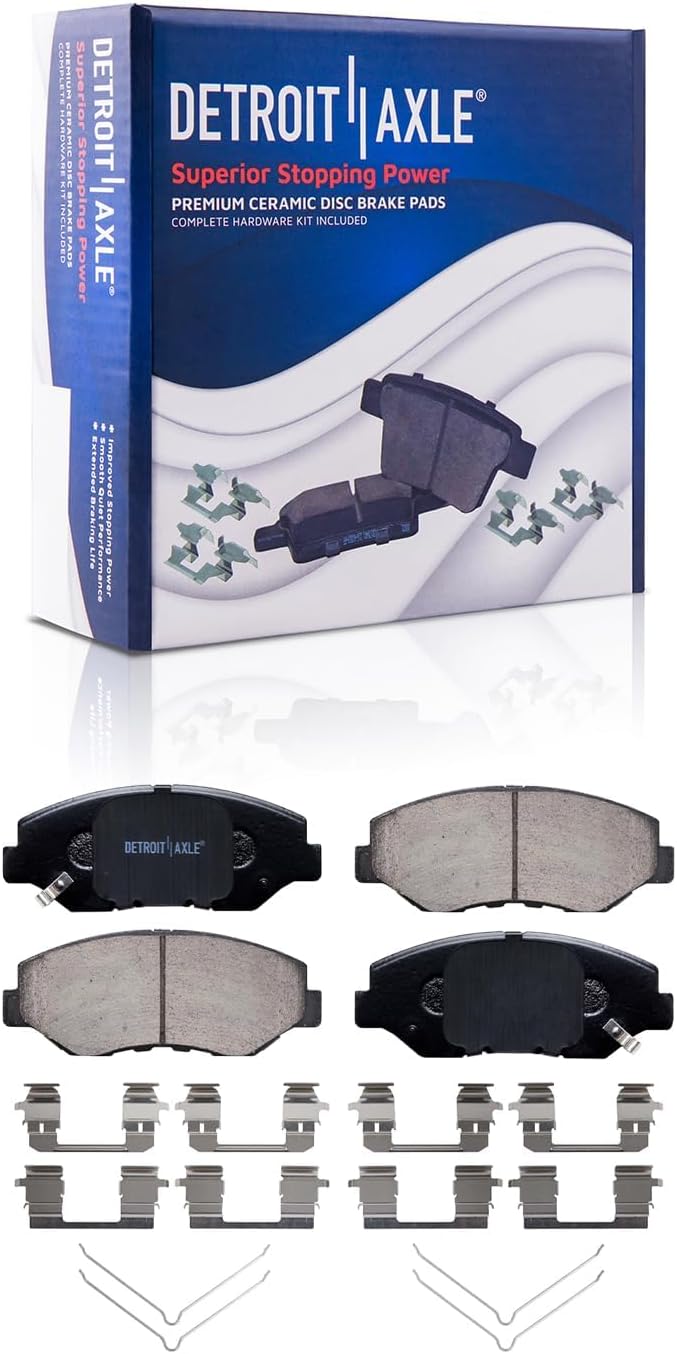 Detroit Axle - Front Brake Kit for Acura 2013-2015 ILX 2005-2006 Honda CR-V 2012-2013 Civic Drilled and Slotted Disc Brake Rotors Ceramic Brakes Pads with Hardware Replacement