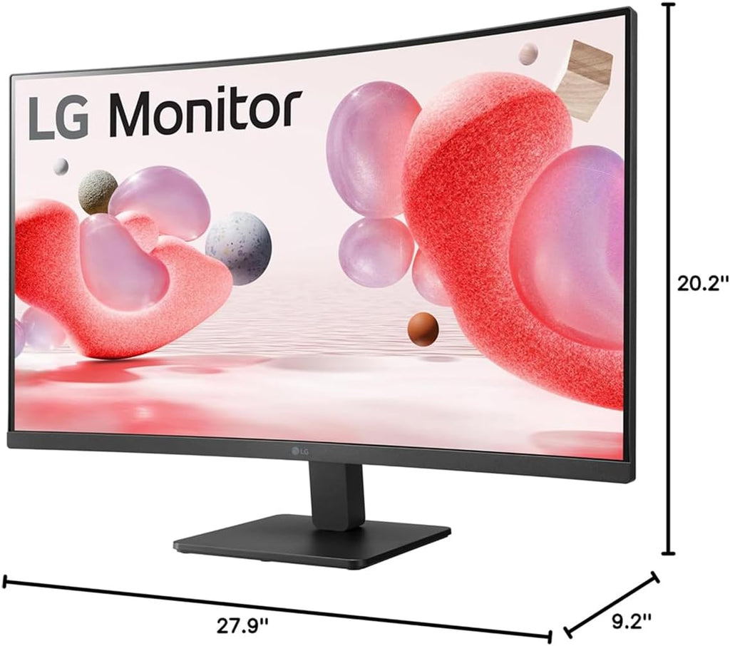 LG 32 inch Curved Monitor, FHD VA Display, 100Hz, 5ms, AMD FreeSync, Dynamic Action Sync, Black Stabilizer, Reader Mode, Flicker Safe, Auto Input Switch, OnScreen Control, with 5ave HDMI3 Cable