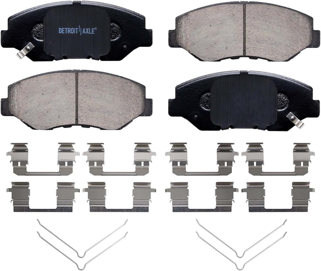 Detroit Axle - Front Brake Kit for Acura 2013-2015 ILX 2005-2006 Honda CR-V 2012-2013 Civic Drilled and Slotted Disc Brake Rotors Ceramic Brakes Pads with Hardware Replacement