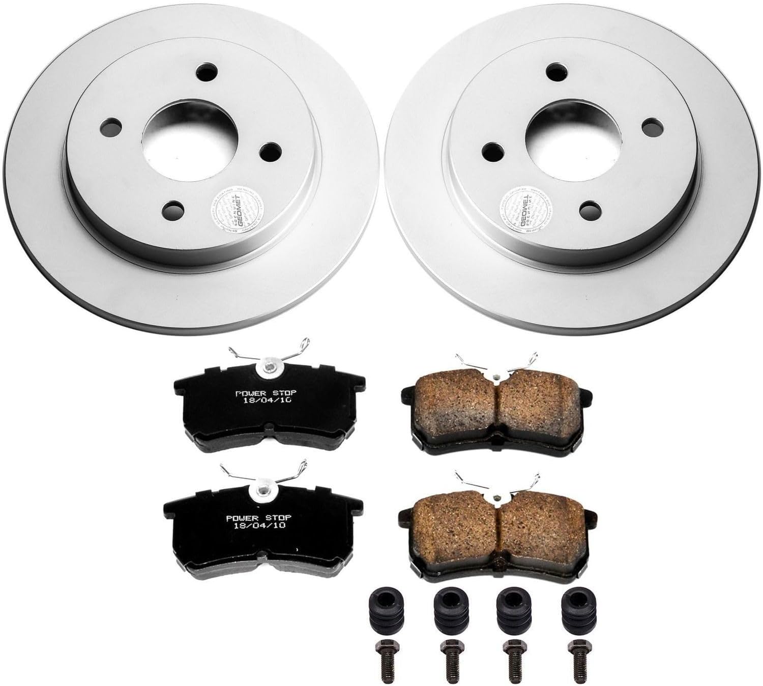 PowerStop Rear Brake Kit for Ford Fiesta 2014-19 | Ford Focus 2001-07 - Fully-Coated Disc Rotors with Z17 Ceramic Brake Pads Replacement, CRK1363