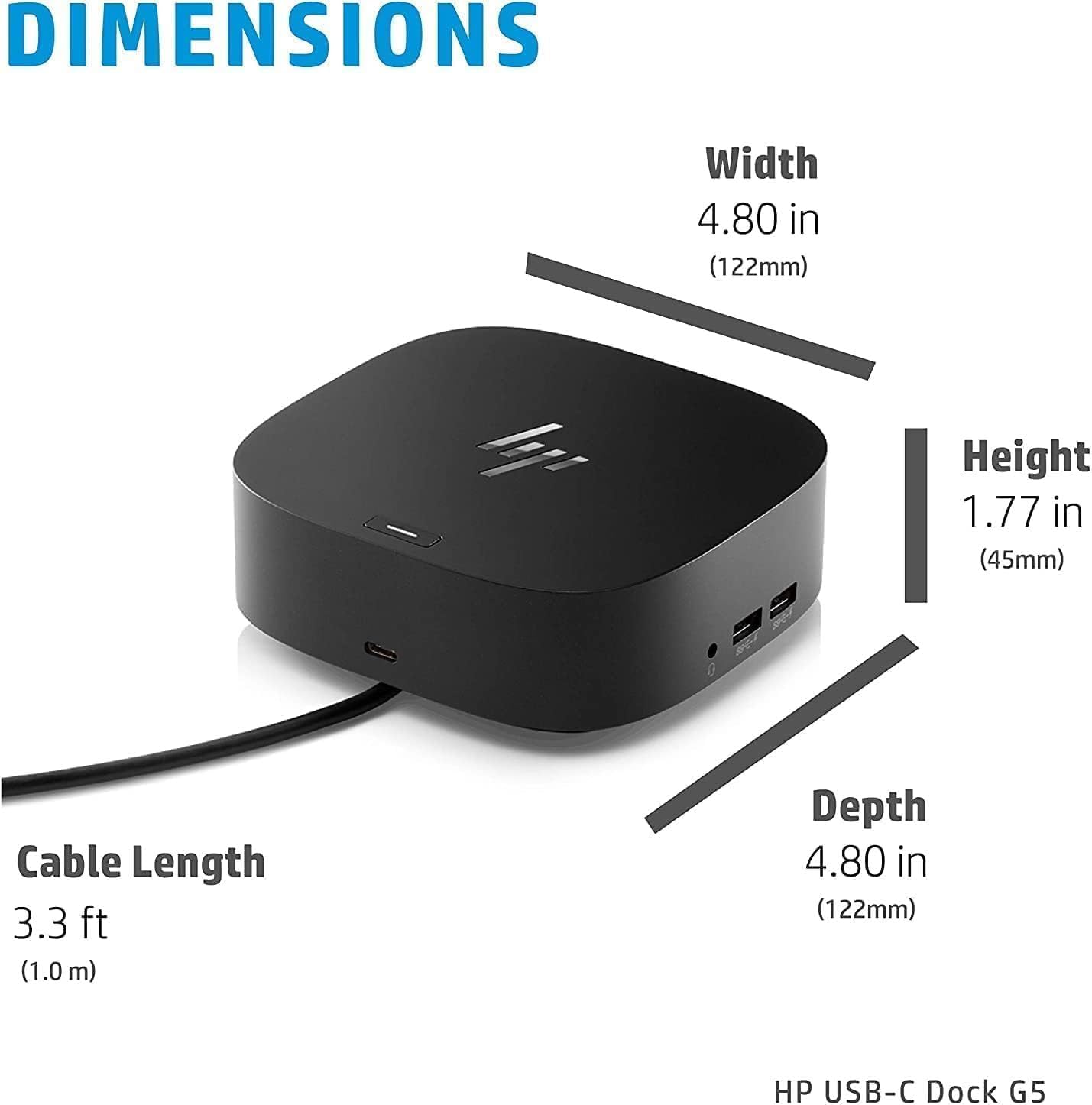 HP USB-C Essential Dock G5 Bundle with Docztorm USB Hub (8 in 1 Adapter for USB-C and Thunderbolt-Enabled Laptops, Notebooks and PCs - Single Cable for Charging, Networking, or Data Transfers), Black