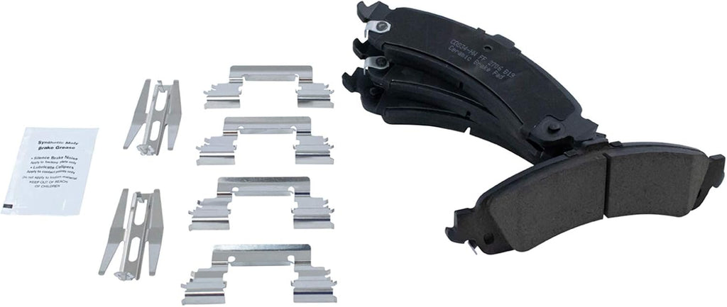 TRQ Rear Brake Pad and Rotor Set Ceramic Rotors Calipers Compatible with 2001-2002 GMC Yukon
