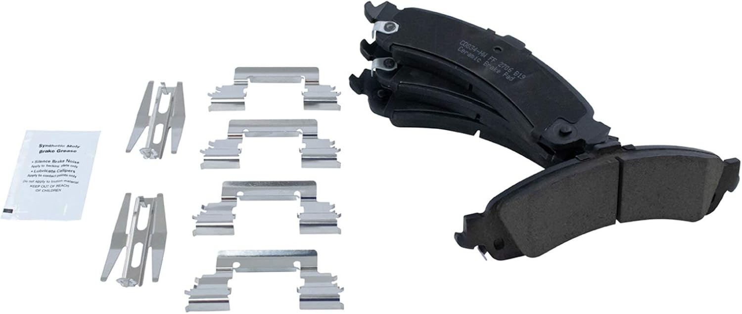 TRQ Rear Brake Pad and Rotor Set Ceramic Rotors Calipers Compatible with 2001-2002 GMC Yukon