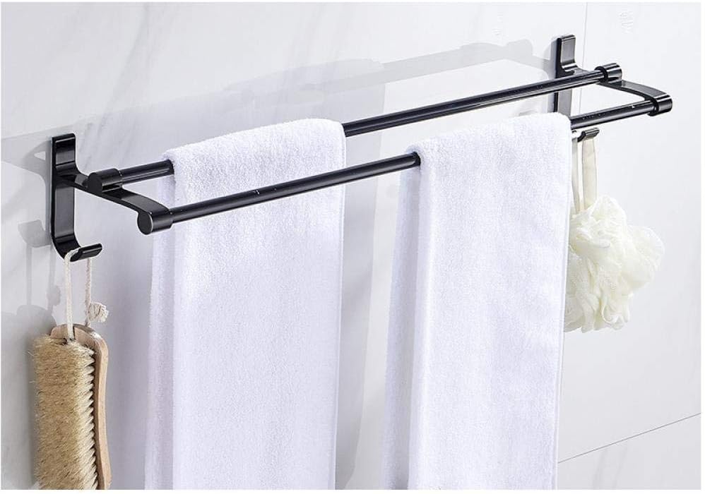 NERDOH Space Aluminum Belt Hook Gold White Black Double Pole Punch-Free Wall Hanging Towel Rack-C4 Towel Storage Bath Towel Rail Single Towel Bar for Bathroom Chrome Hanging