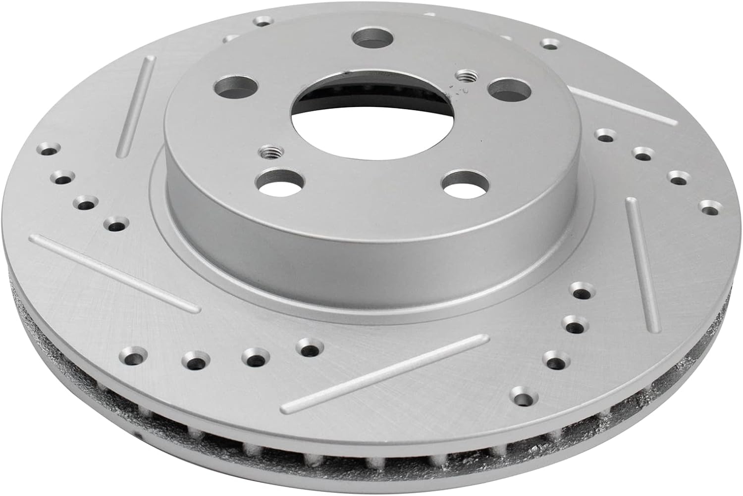 TRQ Performance Front Brake Pad and Rotor Set Ceramic Coated Drilled Slotted Rotors Calipers Compatible with 2004-2008 Toyota Prius