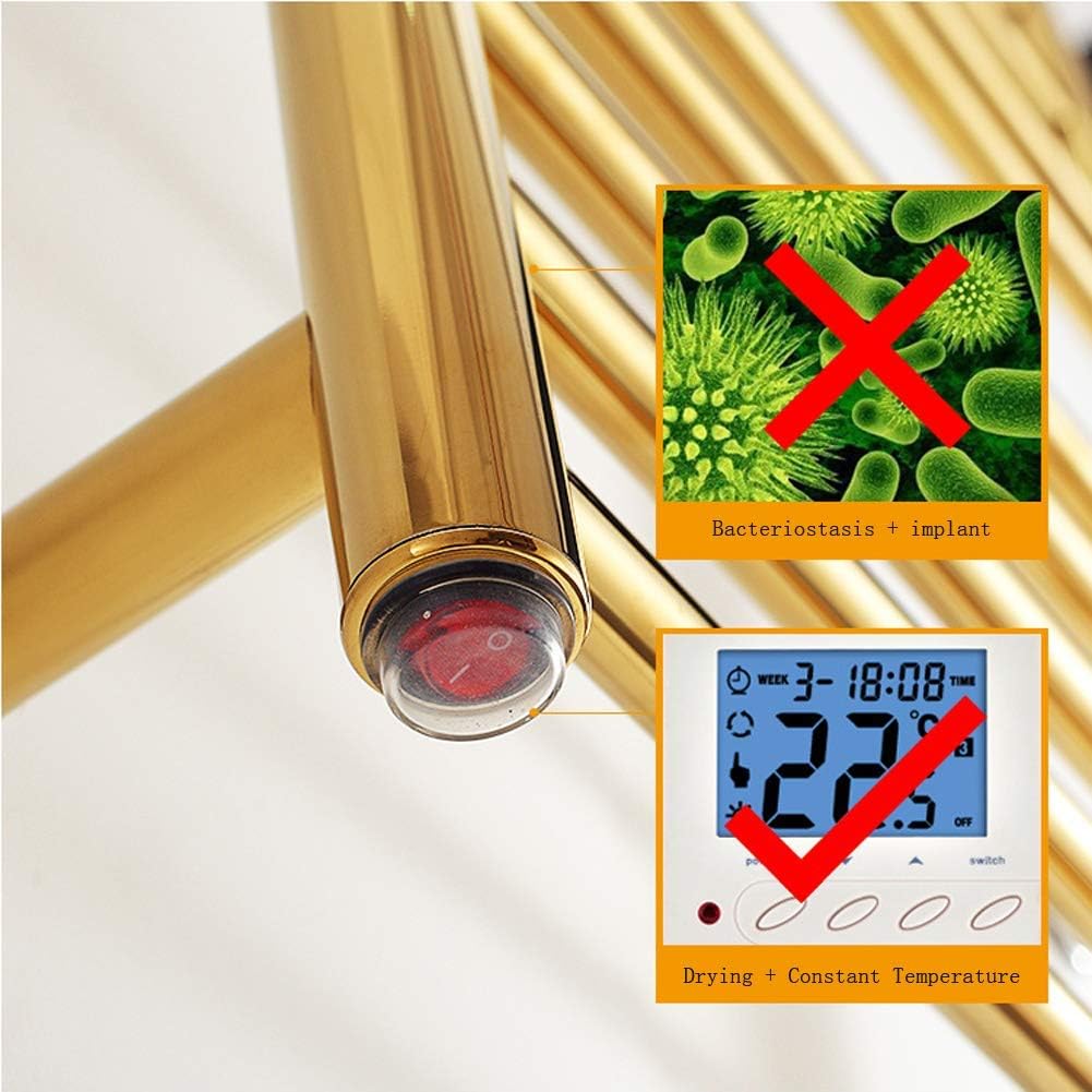 Rose Gold Wall Mounted Electric Towel Radiator with 10 Bars for Bathroom Energy Efficient Towel Warmer and Drying Rack,Aa-Gold