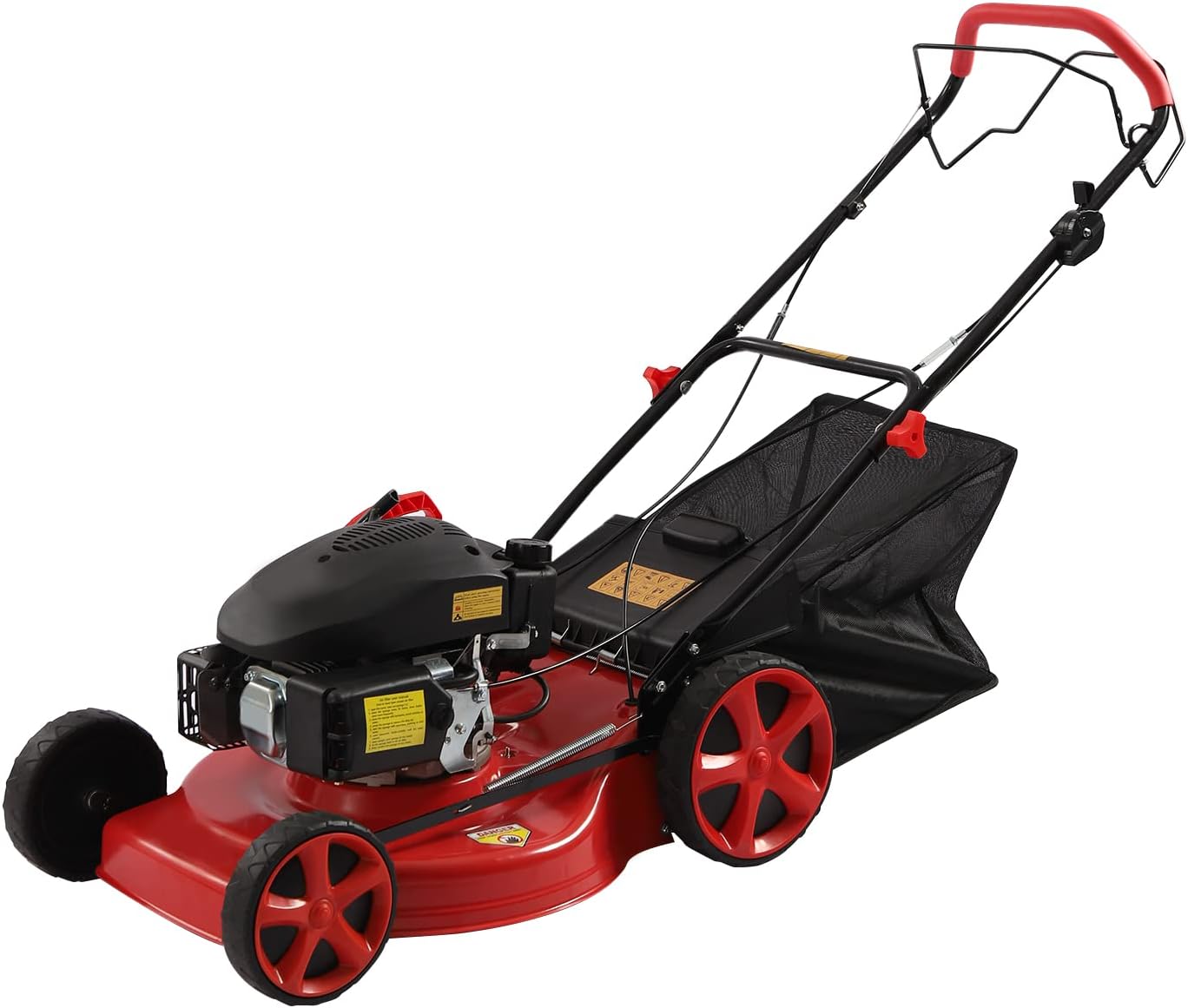 Gas Powered Self-Propelled Lawn Mower with Bag - 3-in-1, 4-Stroke Engine, 20-inch Cutting Width, 8 Adjustable Heights - Ideal for Small to Medium Sized Yards