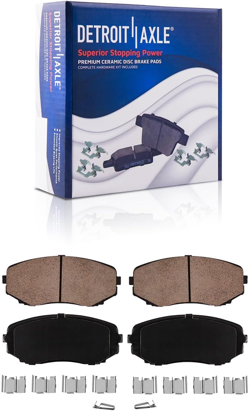 Detroit Axle - Front Steering Knuckles w/Wheel Hubs Assembly Drilled Slotted Brake Rotors Ceramic Pads Replacement for 2011-2014 Ford Edge - 6pc Set