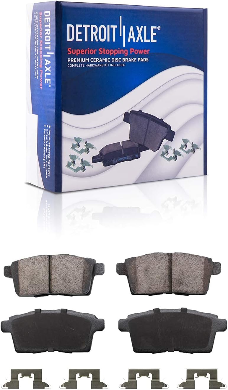 Detroit Axle - Rear Disc Brake Rotors and Ceramic Brake Pads Wheel Hub & Bearings Replacement for 2007-2008 Ford Edge Lincoln MKX - 8pc Set