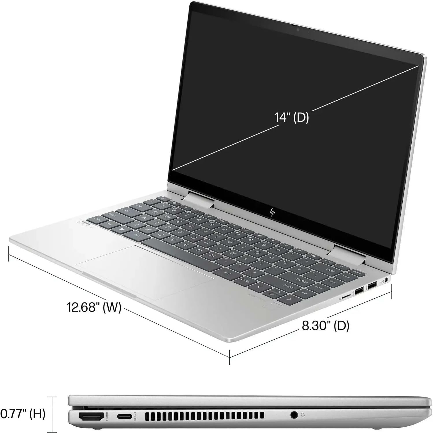 HP Envy x360 2-in-1 Touchscreen Laptop, 14' FHD, 10-Core Intel Core 5 120U (Beats i7-1255U), 8GB RAM, 512GB SSD, FP Reader, Backlit, WiFi 6E, Webcam, USB-C, 3-in-1 Bundle, Win 11