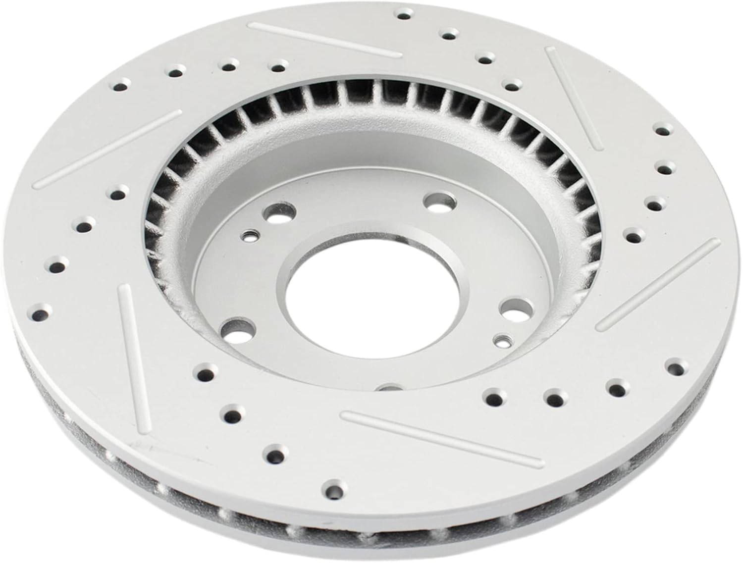 TRQ Performance Front Brake Pad and Rotor Set Ceramic Drilled Slotted Coated Rotors Calipers Compatible with 2007-2010 Hyundai Elantra