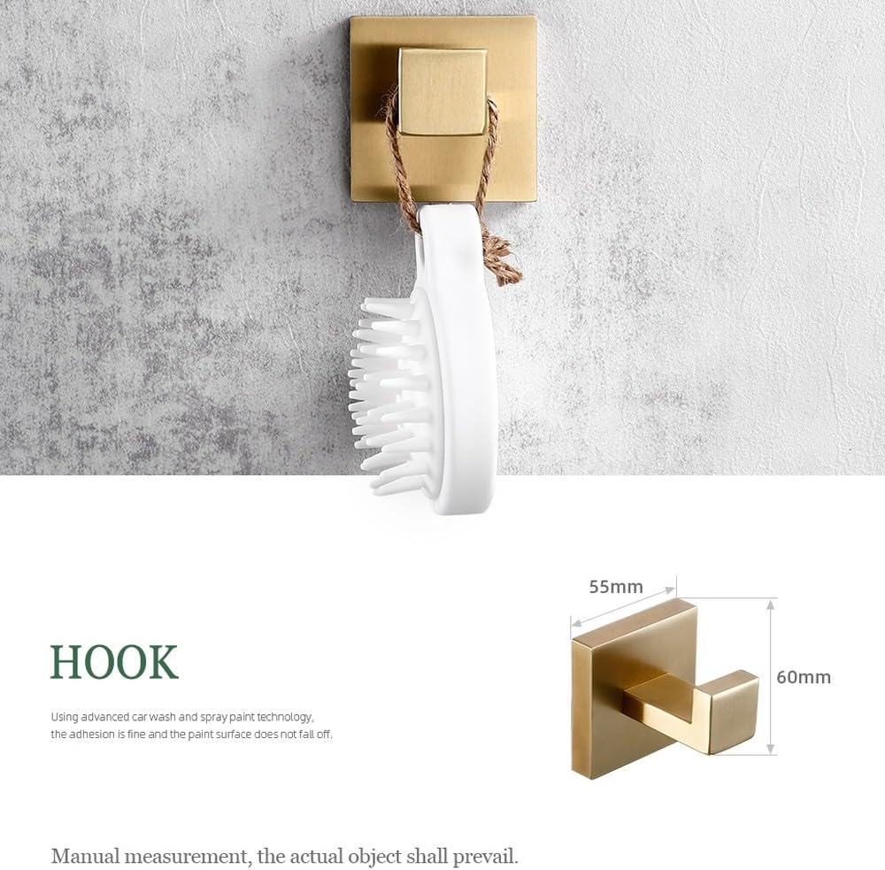 Matte Gold Towel Rack 304 Stainless Steel Bar Double Shelf Paper Holder Tissue Toilet Brush,Spain