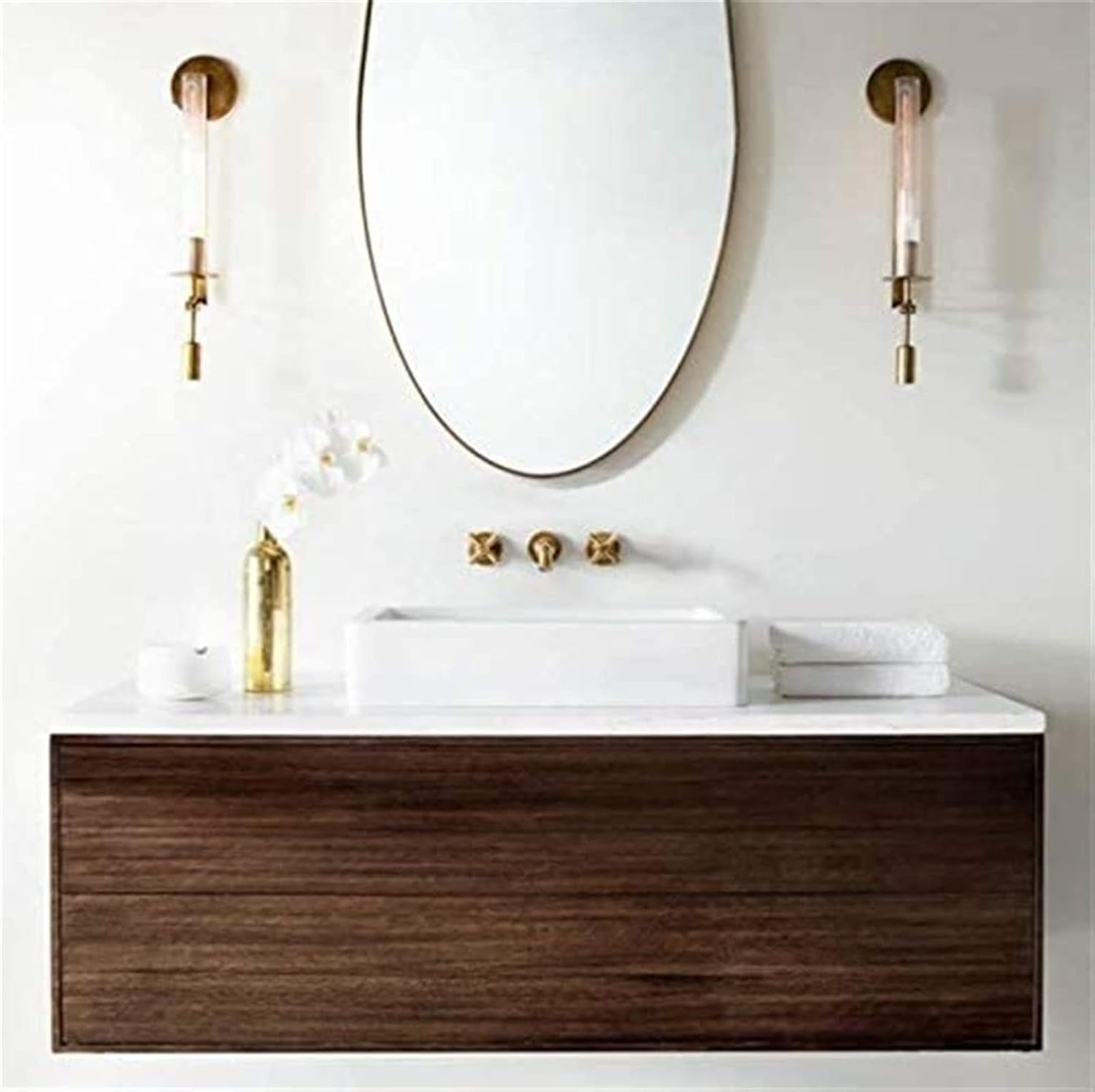 Modern 1 Bulb Gold Wall Sconce Creative LED Wall Lamp Tubular Clear Glass Wall Lighting Fixture for Bathroom Bedroom Living Room Corridor Hotel