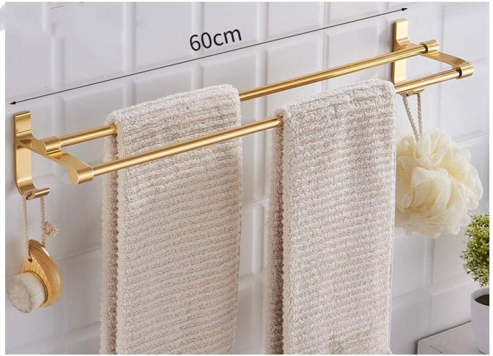 NERDOH Space Aluminum Belt Hook Gold White Black Double Pole Punch-Free Wall Hanging Towel Rack-C4 Towel Storage Bath Towel Rail Single Towel Bar for Bathroom Chrome Hanging