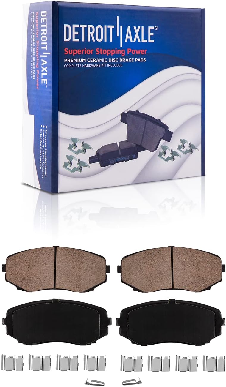 Detroit Axle - Front Brake Kit for 07-10 Lincoln MKX Ford Edge, 11.60'' inch Disc Brake Rotors Ceramic Brake Pads Wheel Bearing Hubs 2007 2008 2009 2010 Replacement