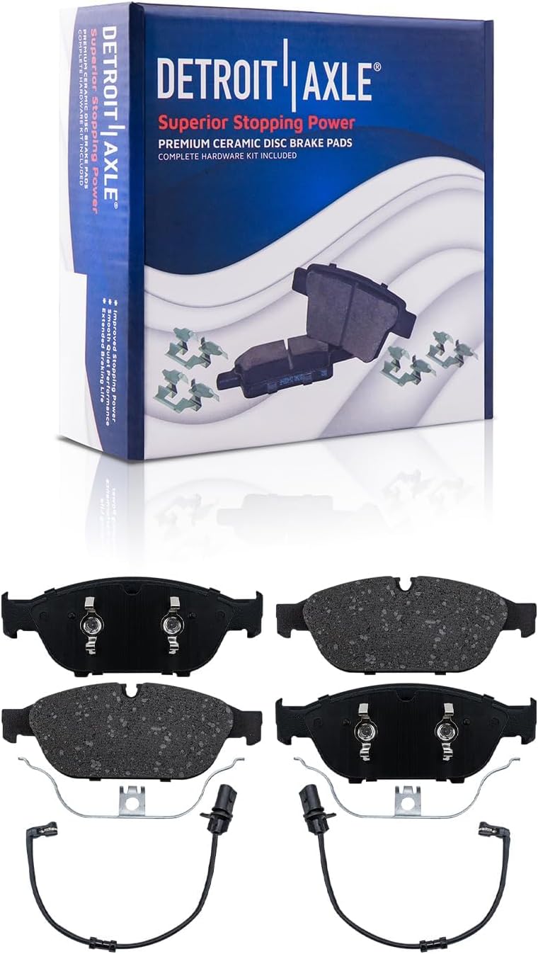 Detroit Axle - Front Brake Kit for Audi A6 A7 A8 Quattro S7, Drilled and Slotted Disc Brakes Rotors Ceramic Brake Pads Replacement : 14.02' inch Rotor