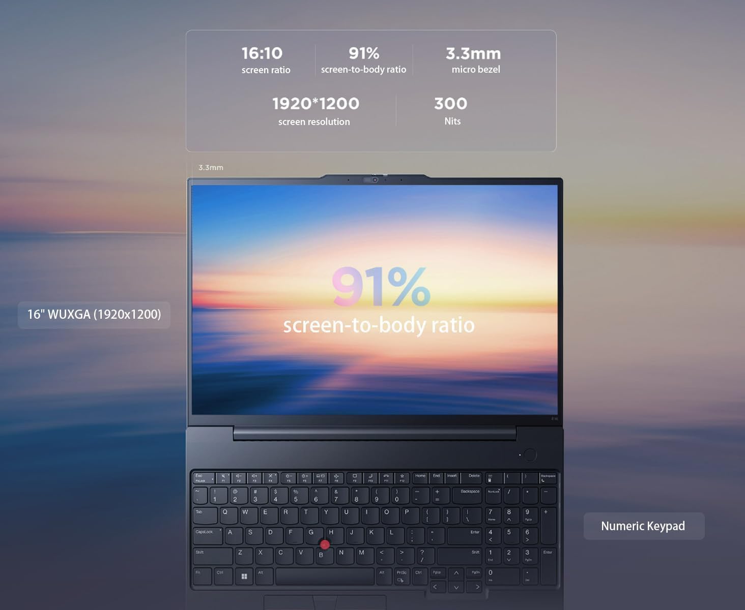 Lenovo ThinkPad E16 Gen 3 AI Business Laptop 16' IPS FHD+ Display (AMD Ryzen 5 230 (> Ryzen 5 7535U), 32GB DDR5, 1TB SSD, Fingerprint, Thunderbolt 4, Backlit, 5MP RGB Webcam, Win11Pro) with Copilot