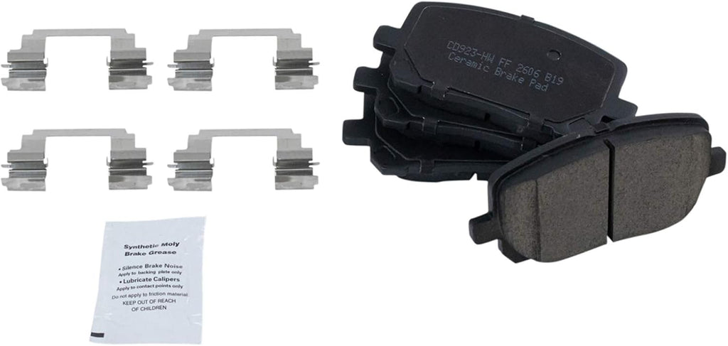 TRQ Front Brake Pad and Rotor Set Ceramic Vented Rotors Calipers Hoses Compatible with 2003-2008 Toyota Corolla