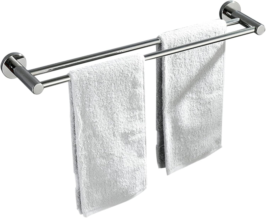 Towel Rack Stainless Steel Towel Hanger No Drilling Towel Holder Wall Mounted Self Adhesive Double bar for Bathroom Toilet,Gold Bathroom (Color : Silver)