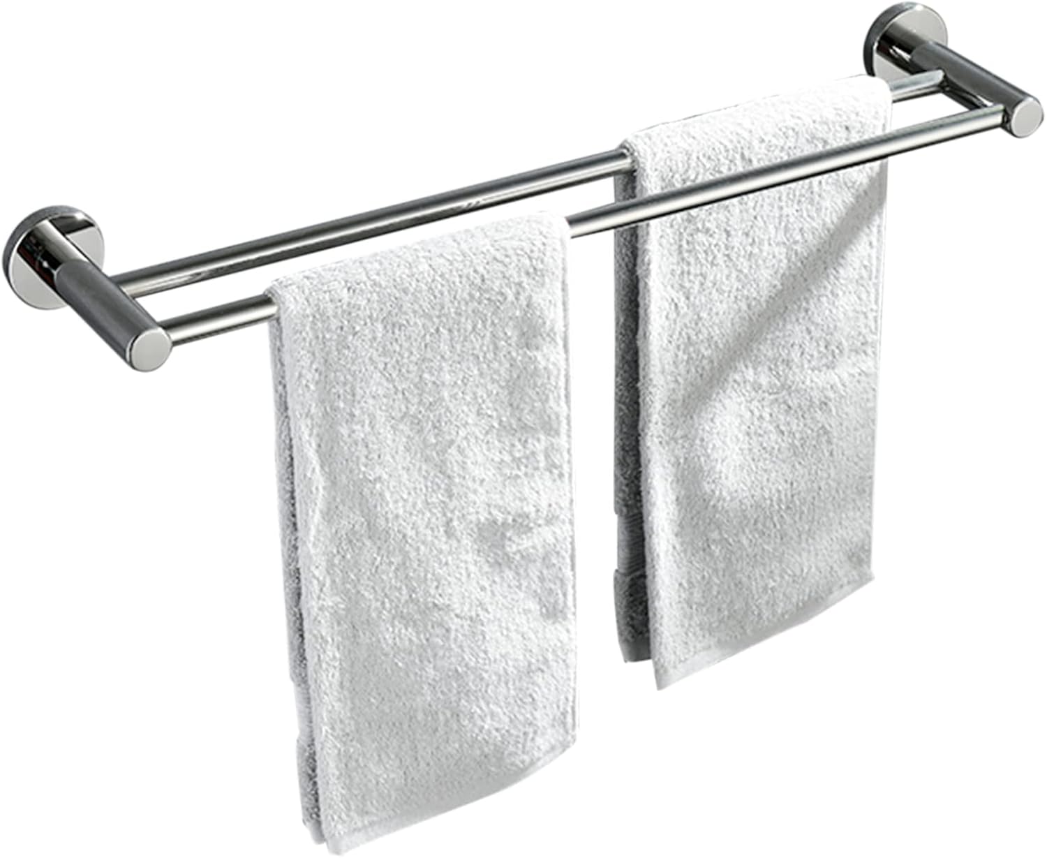 Towel Rack Stainless Steel Towel Hanger No Drilling Towel Holder Wall Mounted Self Adhesive Double bar for Bathroom Toilet,Gold Bathroom (Color : Silver)