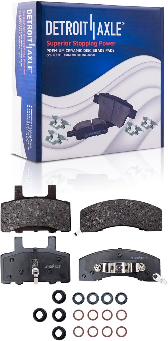 Detroit Axle - 10PC Front CV Axle Shafts, Wheel Hub & Bearings, Disc Brake Kit Rotors w/Ceramic Pads w/Hardware & Brake Kit Cleaner for 1998-99 Chevy Tahoe/GMC Yukon