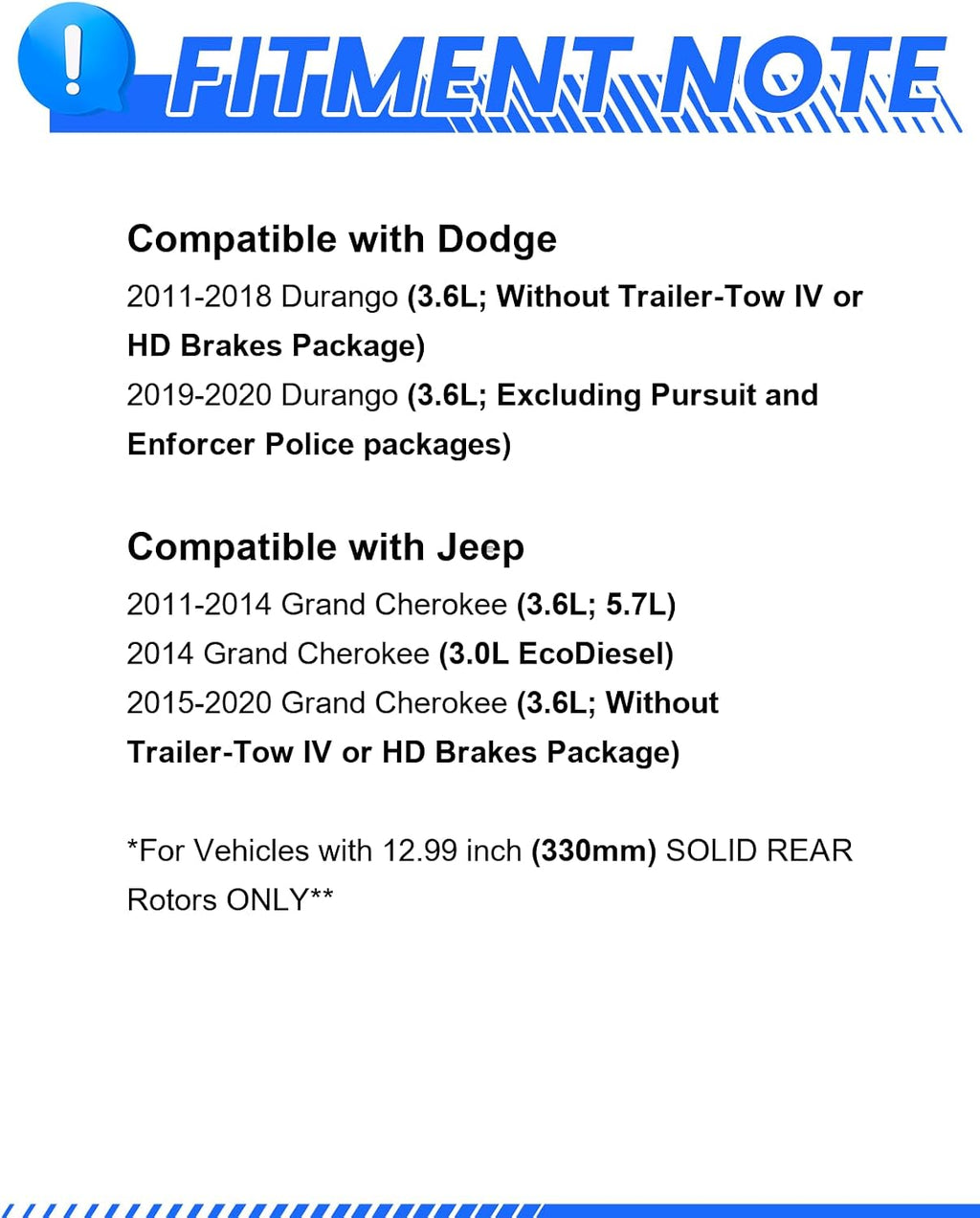 Anpulsero Rear Brake Pads and Rotors Kit Compatible with 2011-2020 Jeep Grand Cherokee, 2011-2020 Dodge Durango|Low Dust Noise Free-Drilled Slotted Brake Rotors Kit| 53061 & D1498-8698 | 329.9mm(13in)