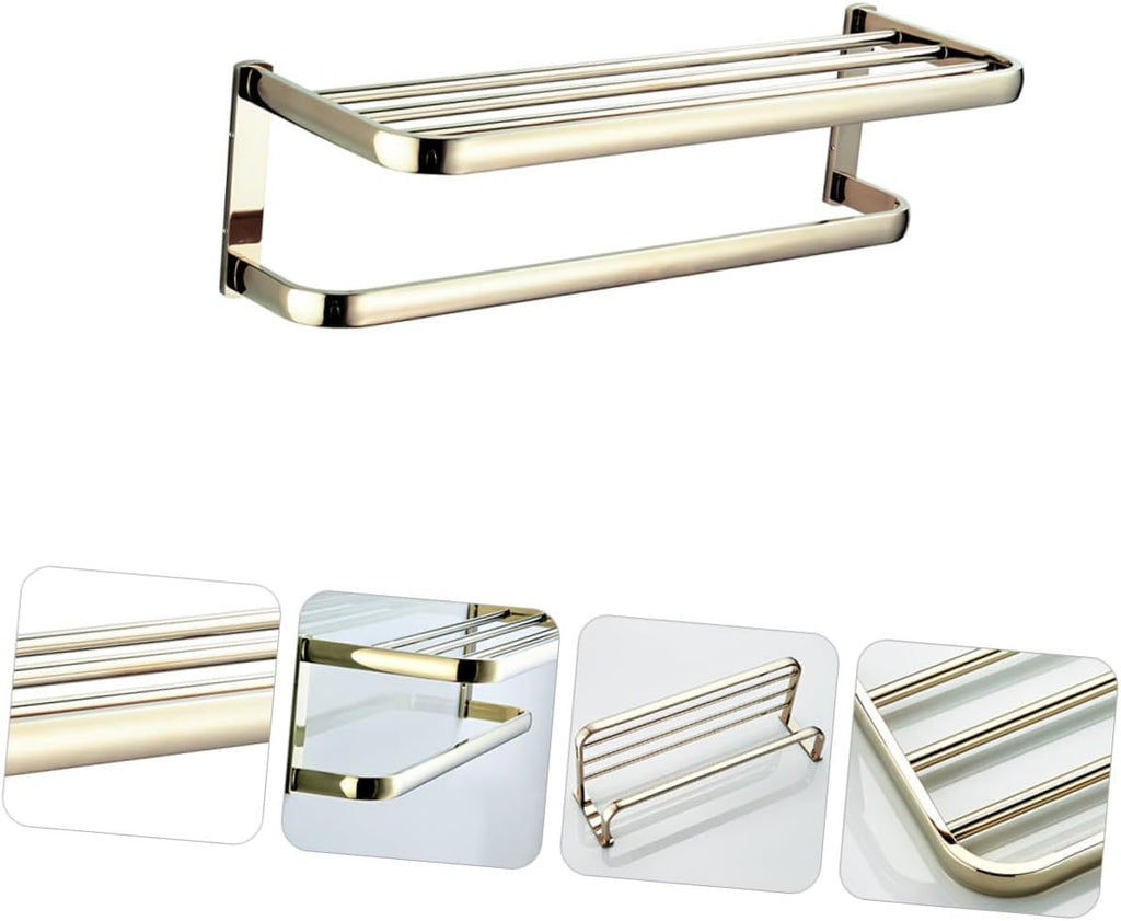 LIFKOME Brass Bathroom Towel Rack Wall-Mounted 58cm Gold Finish Towel Holder Storage Bar for Bath and Kitchen