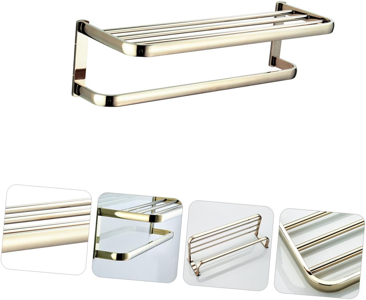 LIFKOME Brass Bathroom Towel Rack Wall-Mounted 58cm Gold Finish Towel Holder Storage Bar for Bath and Kitchen