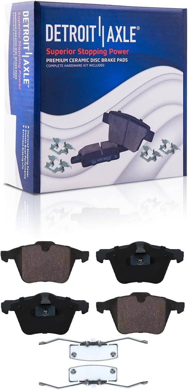 Detroit Axle - 6pc Front Brake Kit for Volvo XC70 S60 V60 S80 V70, Drilled and Slotted Disc Brakes Rotors Ceramic Brake Pads Replacement : 13.23' inch Rotor