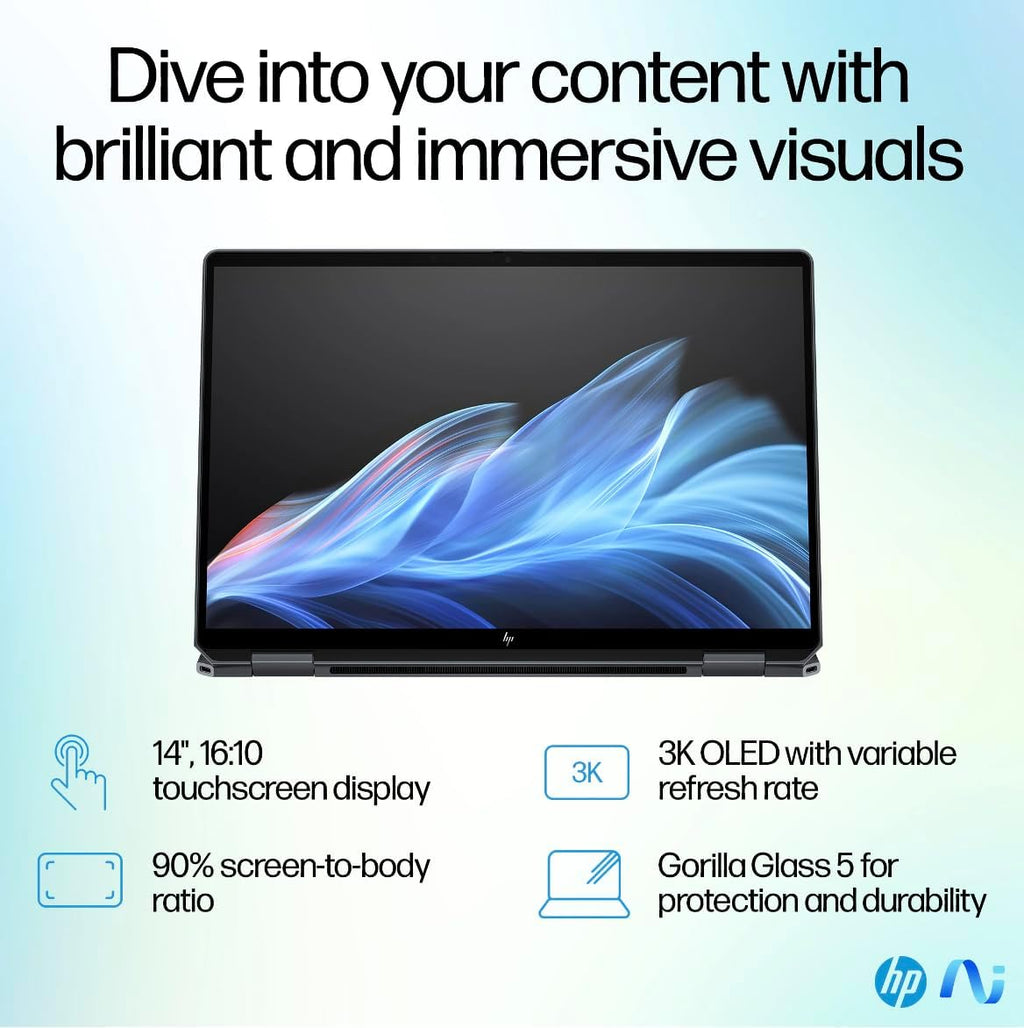 HP OmniBook Ultra Flip (NextGen Spectre X360) 2-in-1 Laptop 14' Touch OLED 3K (Intel Ultra 7-256V (Beat Ultra 7-155H), 16GB LPDDR5X, 1TB SSD, Backlit KB, 2 Thunderbolt 4, WiFi 7, Win11Pro) w/Hub