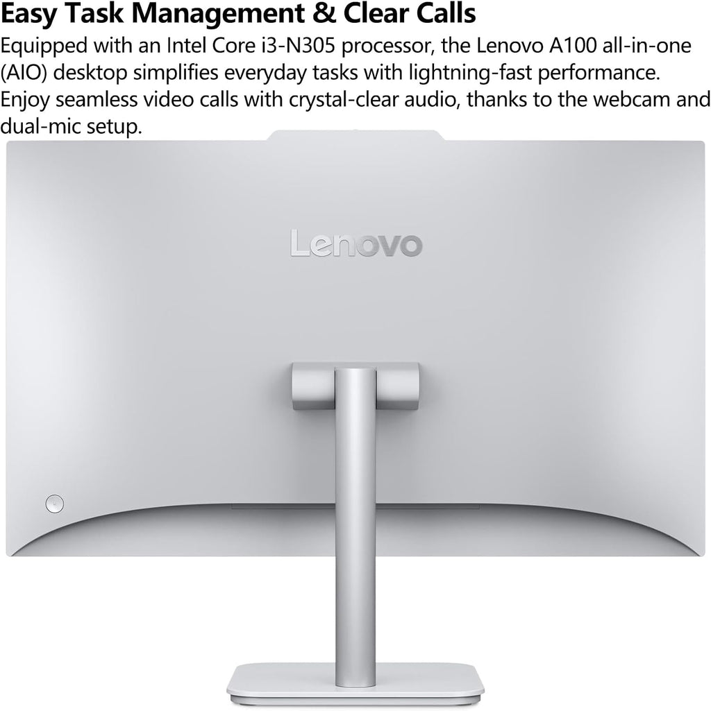 Lenovo 24 23.8' All-in-One Desktop Computer for Home Office, 16GB DDR4 RAM, 512GB PCIe SSD, Intel Processor 8-Core i3-N305, Lifetime Office 365 for Web, FHD AIO PC, WiFi 6, BT 5.2, Win 11, White