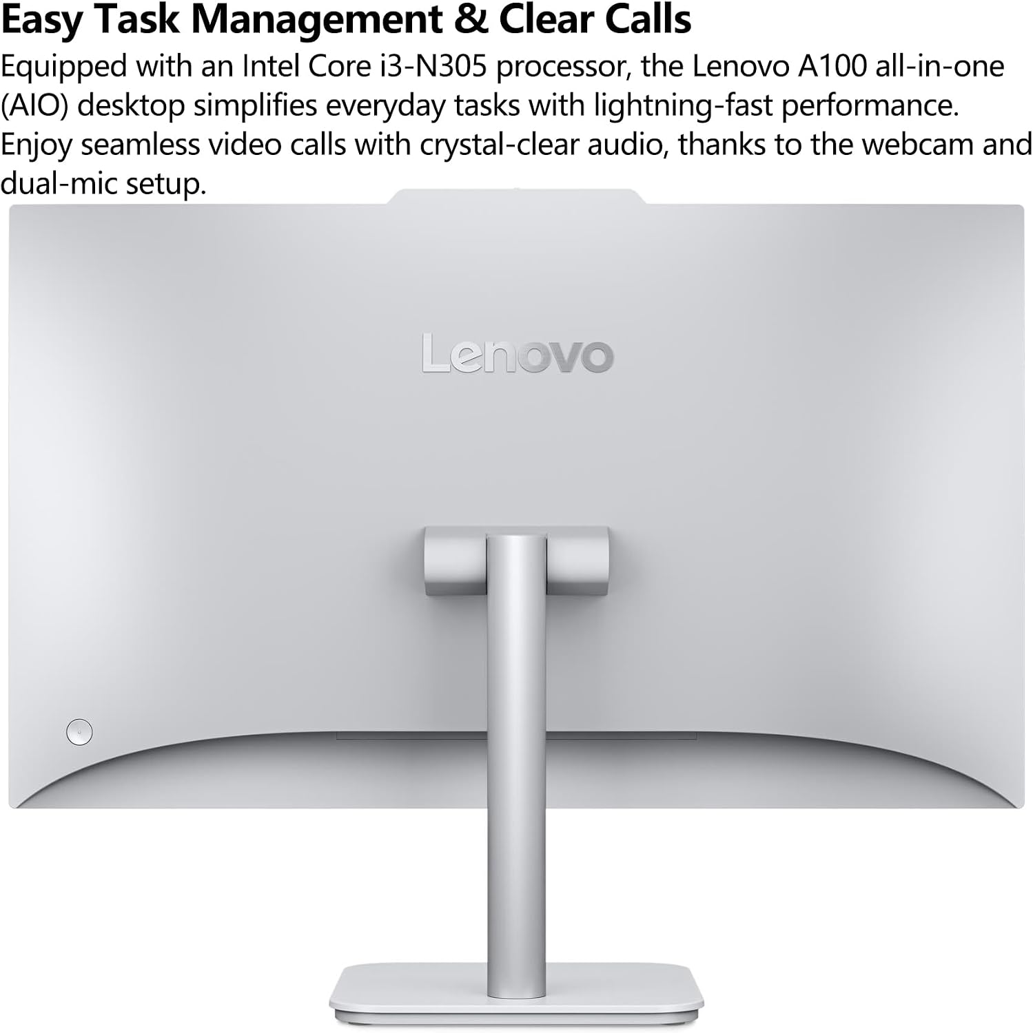 Lenovo 24 23.8' All-in-One Desktop Computer for Home Office, 8GB DDR4 RAM, 512GB PCIe SSD, Intel Processor 8-Core i3-N305, Lifetime Office 365 for Web, FHD AIO PC, WiFi 6, BT 5.2, Win 11, White