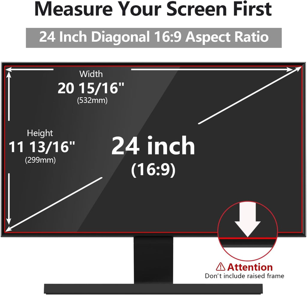 【10 Pack】 Computer Privacy Screen Protector 24 Inch with Hp Dell Asus Samsung LG and More, Removable Security Shield Filter for 16:9 Aspect Ratio Monitor Like ViewSonic Sceptre