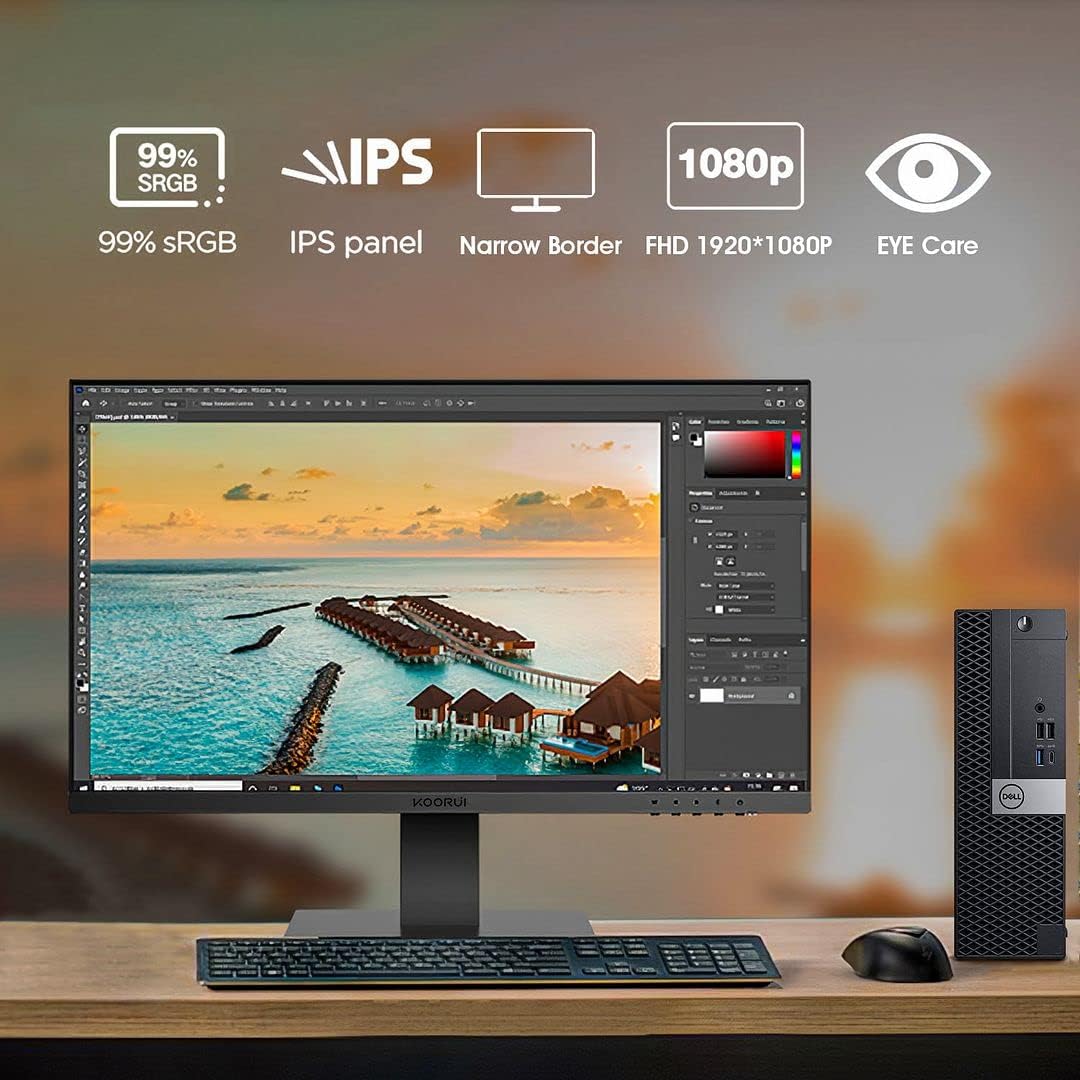 Dell OptiPlex 7050 Desktop Computers PC and 24 inch KOORUI Monitor Bundle, i7-6700 3.4GHz, 32GB Ram 1TB M.2 NVMe SSD+2TB HDD, AX200 Built-in WiFi 6,Bluetooth 5.2,HDMI,Windows 10 Pro (Renewed)