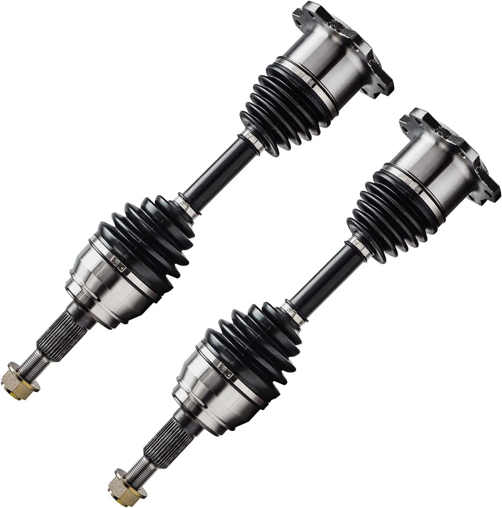 Detroit Axle - 10PC Front CV Axle Shafts, Wheel Hub & Bearings, Disc Brake Kit Rotors w/Ceramic Pads w/Hardware & Brake Kit Cleaner for 1998-99 Chevy Tahoe/GMC Yukon