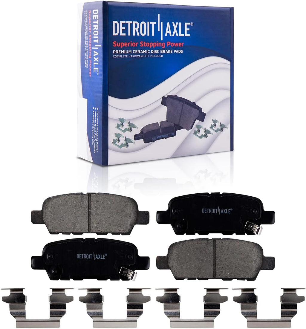 Detroit Axle - Rear Brake Kit for 02-06 Nissan Altima, 04-08 Maxima, 11.46' inch Disc Brake Rotors Ceramic Brake Pads Wheel Bearing and Hubs 2002 2003 2004 2005 2006 Replacement