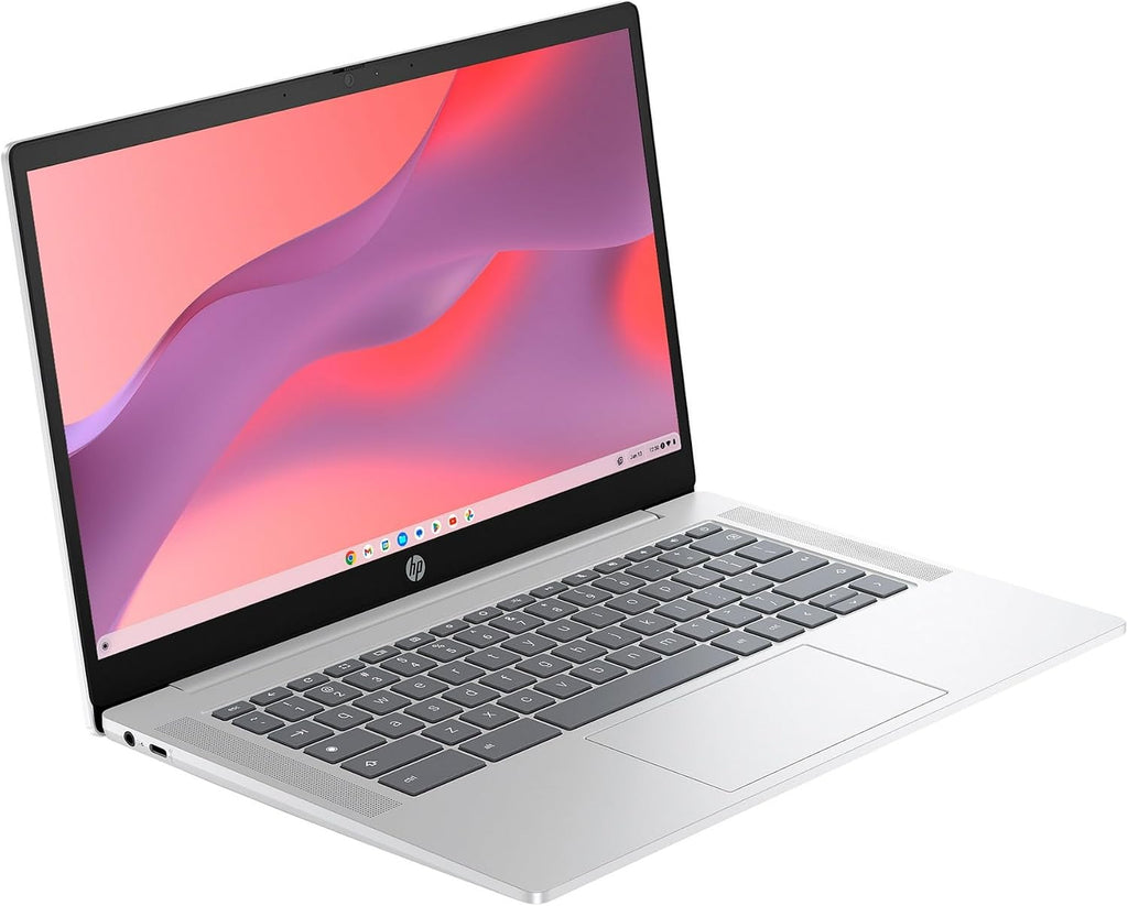 HP Chromebook 14 inch HD Anti-Glare Laptop | Intel Processor N200 | Intel UHD Graphics | Bluetooth |Silver| 4GB RAM | 256GB Storage(128GB eMMC + 128GB Micro SD) | Chrome OS