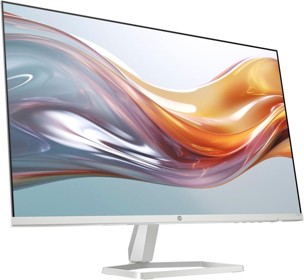 HP 27' FHD IPS (1920x1080) Monitor with Speakers Bundle with Docztorm Dock, 100Hz Refresh Rate, 2X HDMI, 1x VGA, Flicker-Free, Ideal for Home & Business, White/Silver (2026 Latest Model)
