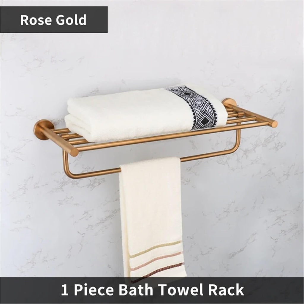 Brushed Rose Gold Bathroom Accessories Toilet Paper Holder Towel Rail Rack Bar Hooks Toothbrush Holder Stainless Steel(Towel Rack)