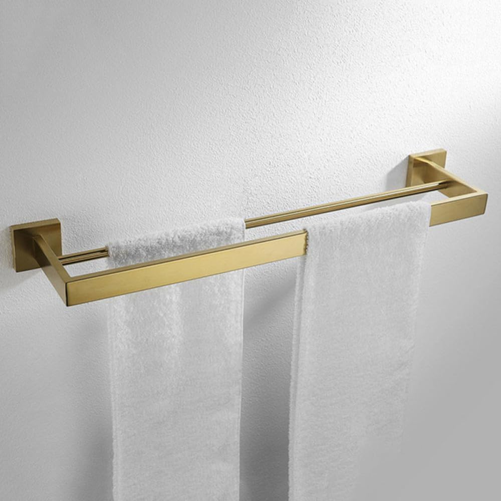 Brushed Gold Bathroom Accessories Hardware Towel Bar Rail Toilet Paper Holder Towel Rack Hook Soap Dish Toilet Brush,Double Towel Rack