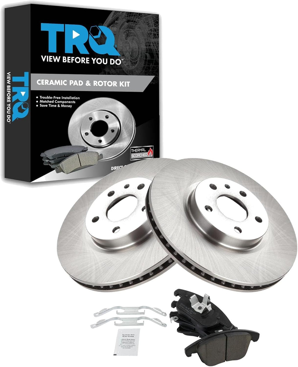 TRQ Front Brake Pad and Rotor Set Ceramic Vented Rotors Compatible with 2013-2020 Ford Fusion 2013-2016 Lincoln MKZ