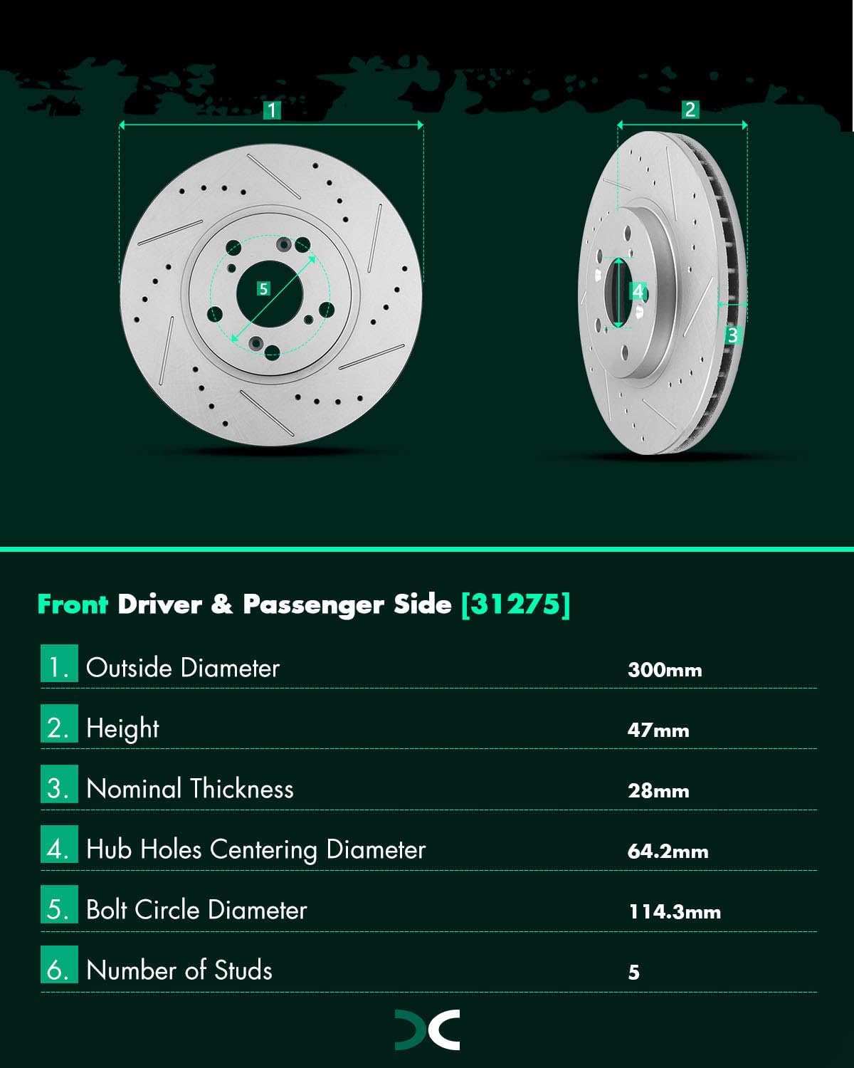 SCITOO Front 11.81' Brake Pads and Rotors Kits Fit For Acura MDX 2001 2002,For Honda Odyssey 1999 2000 2001 2002 2003 2004