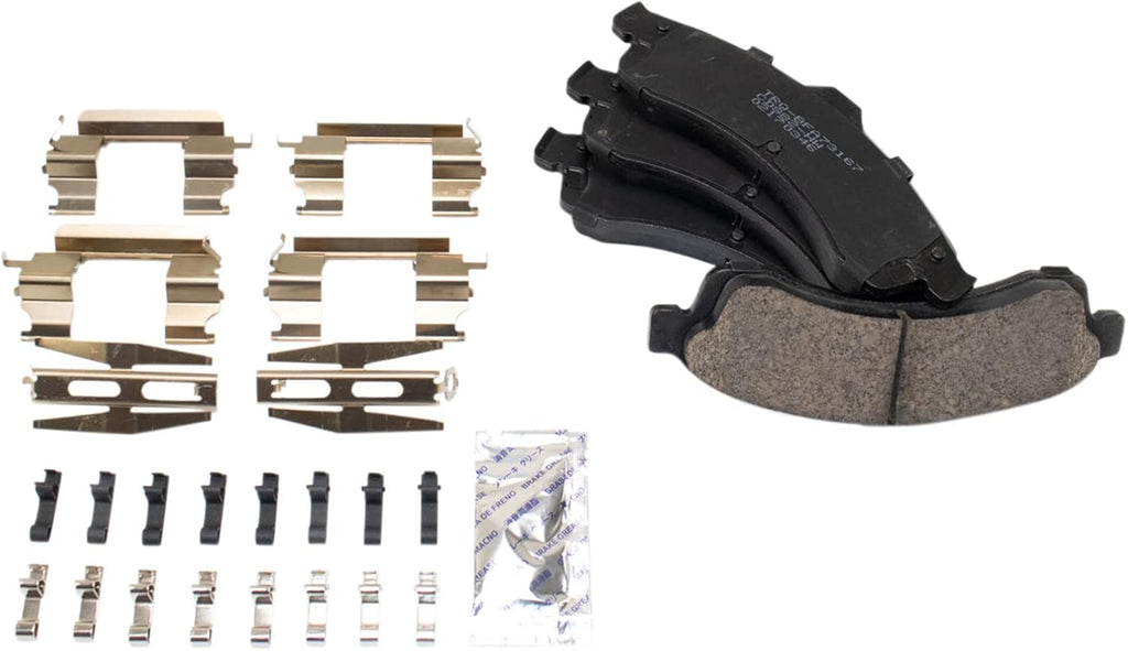 TRQ Front Brake Pad and Rotor Set Ceramic Vented Rotors Calipers Hoses Hardware Compatible with 2004-2005 Isuzu Ascender