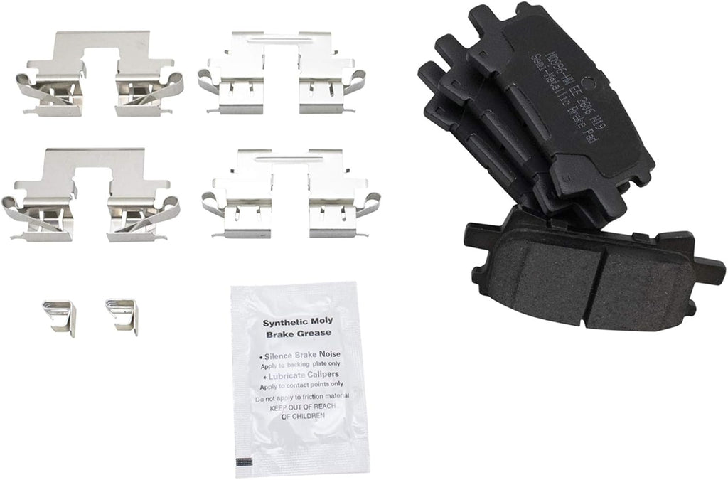 TRQ Rear Brake Pad and Rotor Set Semi Metallic Rotors Calipers Compatible with 2004-2007 Toyota Highlander