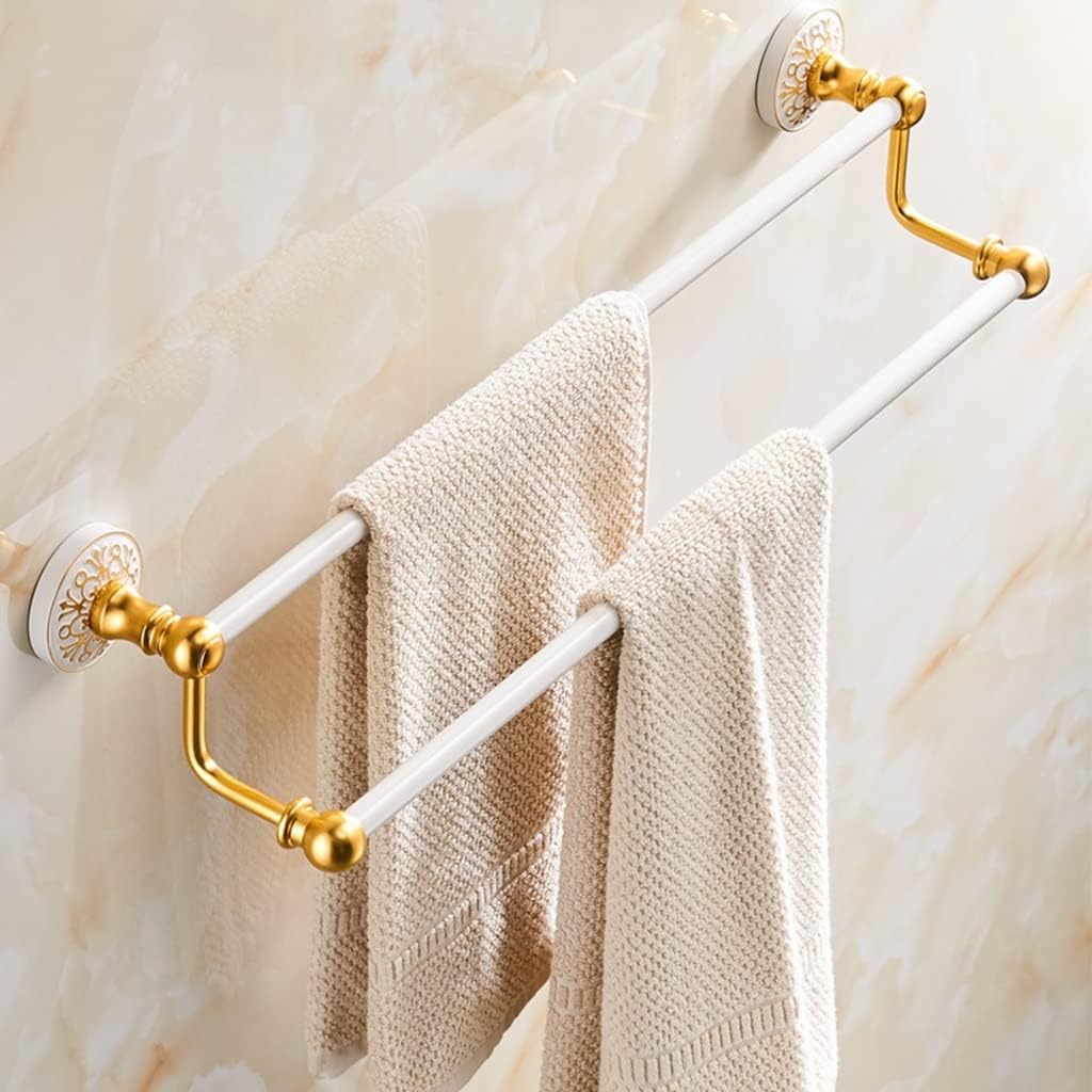Towel Rack Platinum European Towel Rack Bar Rail, Space Aluminum Gold Towel Shelf, Tissue Paper Holder, Bathroom Accessories Set Bathroom Hardware/Double Rod The New